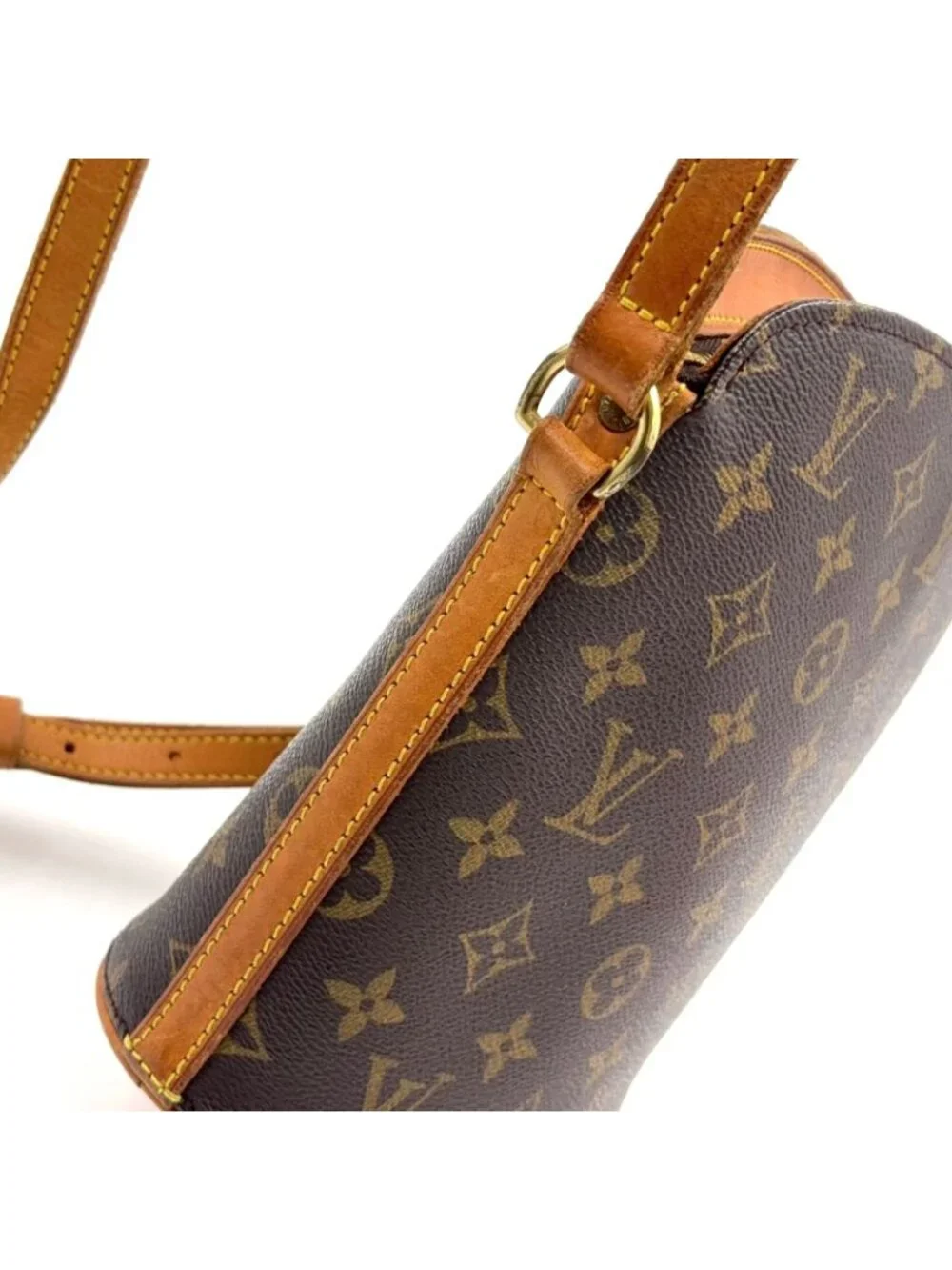 Louis Vuitton Drew Monogram Leather Brown Light Shoulder Bag Gold
